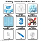 Racing Bike Theme 3rd Happy Birthday Decoration Items For Girls, Multicolor, Pack of 112