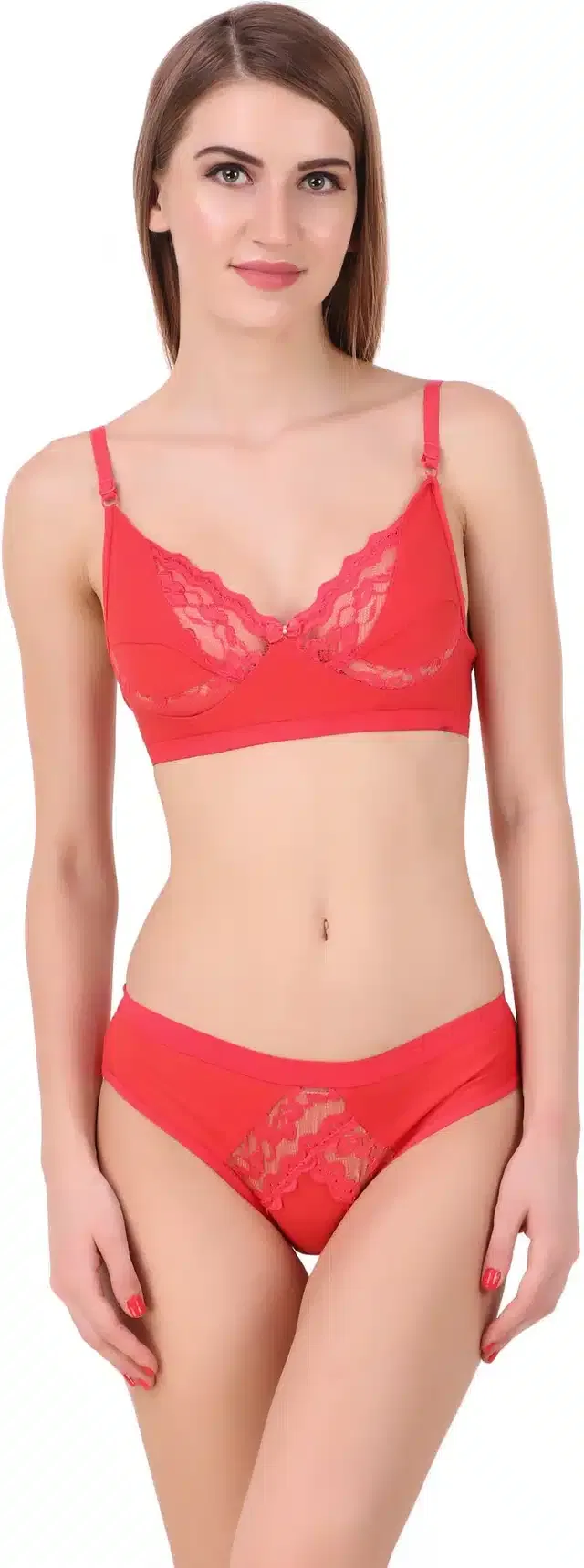 Cotton Blend Lingerie Set for Women (Pink, 30)
