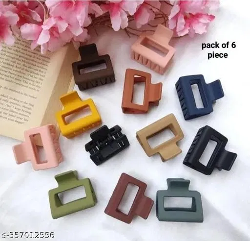 ABS Plastic Hair Clutcher for Women & Girls (Multicolor, Pack of 6)