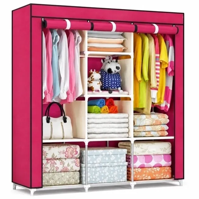 8 Shelf Collapsible Wardrobe [Pink, DIY]