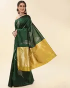 Litchi Silk Zari Woven Saree for Women, Green 