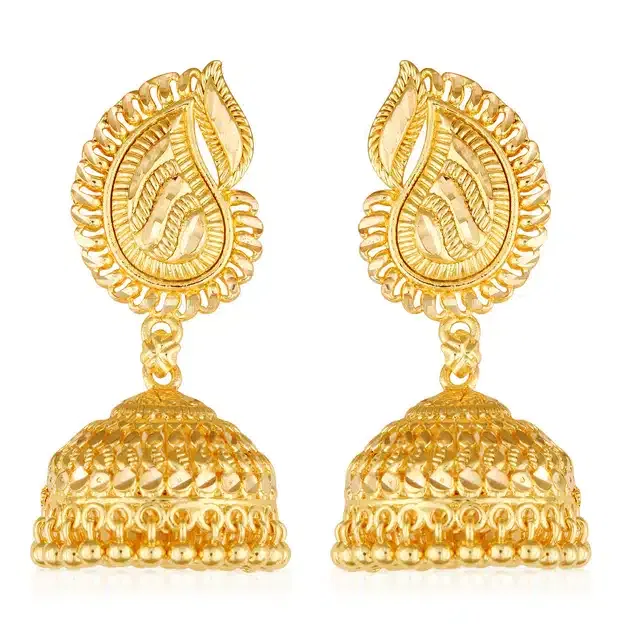 Oxidised Gold Plated Earrings for Women & Girls (Gold, Set of 1)