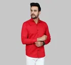 Cotton Blend Solid Shirt for Men, Red 