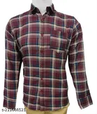 Cotton Blend Checked Shirt for Men, Maroon 
