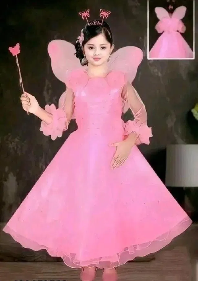 Cotton Blend Solid Frocks for Girls (Pink, 7-8 Years)