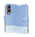 Artificial Leather Flip Cover For Vivo V2315 / Y28 5G / Y17S (Blue)