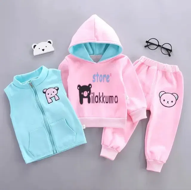 Hosiery Clothing Set for Kids (Pink & Blue, 18-24 Months)