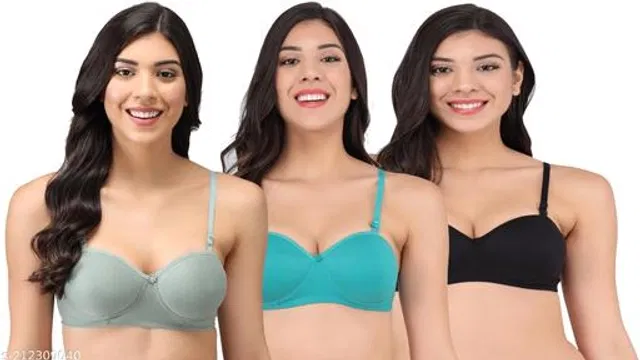 Cotton Blend Solid Padded Bra for Women (Multicolor, 40B) (Pack of 3)