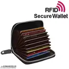 PU Card Holder with Zipper Closure for Men & Women, Black