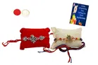 Metal 2 Pcs Rakhi with Greeting card, Roli 