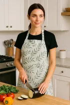 Krishna E Green Leaf Printed Apron 68x58cms 