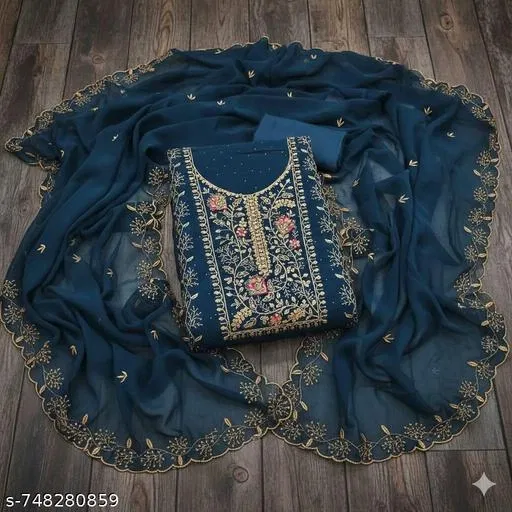 Georgette Punjabi/All Over Suits Semi-Stitched Suits (Multicolor, 6.05 meter for Women (M)