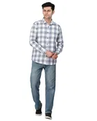 Cotton Blend Full Sleeves Chequered Shirt for Men 