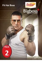 Dollar Big Boss Cotton Solid Vest for Men, Pack of 2 