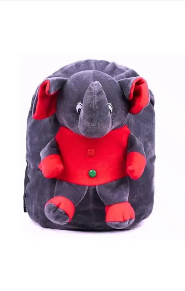 Elephant Shape Kids School Bag (Grey & Red)