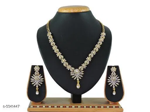 Alloy Stone Jewellery Set for Women (White, Free Size)