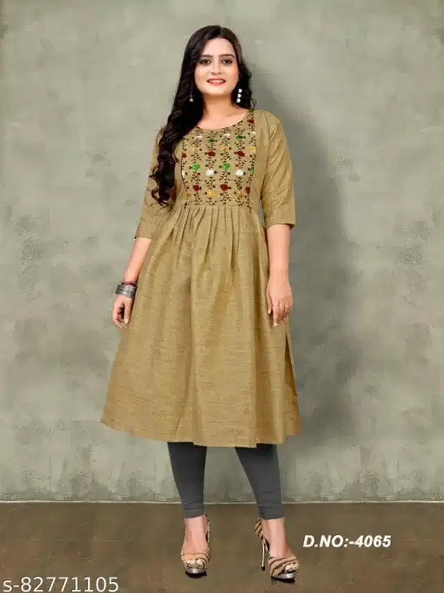Cotton Embroidered Women Feeding Kurta Set for Women (Green, XXL) (Set of 1)