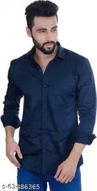 Cotton Blend Solid Full Sleeves Shirt for Men 