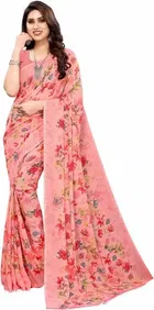 कनूड़ा फैंसी विमेंस जॉर्जेट फ्लावर प्रिंटेड साड़ी 
