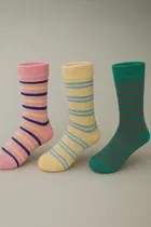 Cotton Spandex Ankle Length Socks for Kids (Multicolor, Pack of 3)