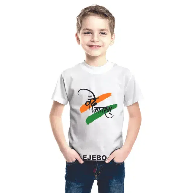 Half Sleeves Printed T-shirt for Kids (White, 14-15 Years)