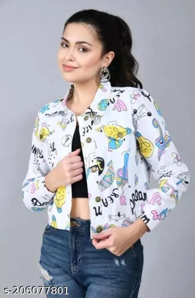Full Sleeves Printed Jacket for Women & Girls (Multicolor, XL)