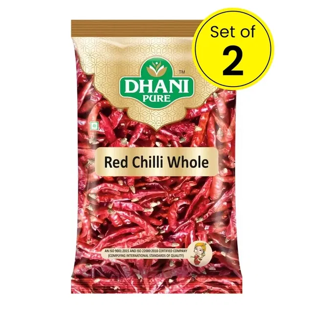 धानी प्योर लाल मिर्च साबुत (डंडी रहित) 2X100 g (सेट ऑफ 2)