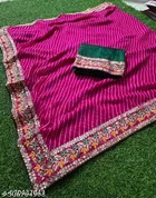 Chiffon Embellished Saree For Women, Pink