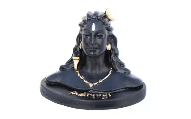 Resin Hand Carved Adiyogi Shiva Showpiece (Black)