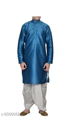 Silk Solid Kurta with Dhoti for Men 