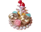 Metal Decorative Ganpati Haldi Kumkum Stand with 2 Roli Chawal Holder, Multicolor