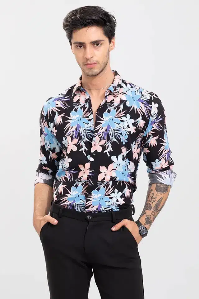 Printed Shirt for Men (Multicolor, L)