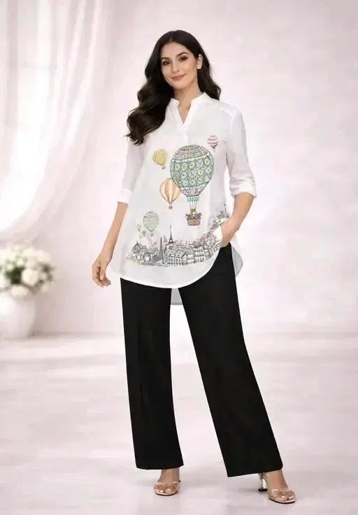Stylish Printed Kurta Palazzo Set for Women (Green, L)
