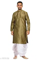Dupion Silk Solid Kurta with Dhoti for Men 