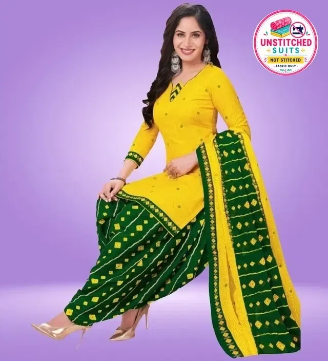 Unstitched Dress Material for Women & Girls (Yellow)
