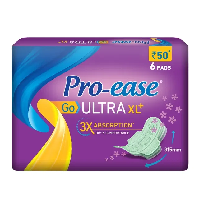 प्रो-ईजी 3X एब्ज़ॉर्प्शन सैनिटरी पैड्स (अल्ट्रा XL+, 6 पैड्स)