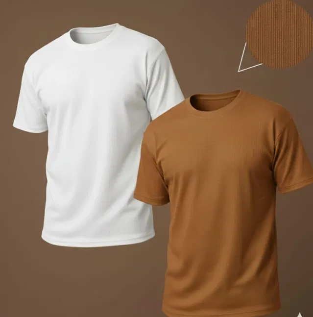 Polyester Round Neck T-shirt for Men, Multicolour, Pack of 2 (L)