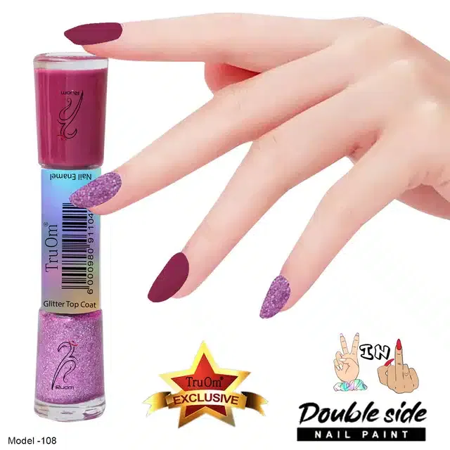 2 in 1 Glitter with Nail Polish (Magenta)