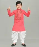 Cotton Embroidered Kurta with Patiyala Set for Boys 