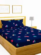 Glace Cotton Printed Fitted Double Bedsheet with Two Pillow Covers 