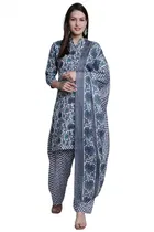 Cotton Blend Printed Salwar Suit for Women 