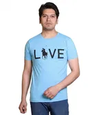Cotton Blend Printed T-shirt for men, Light Blue 