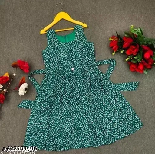 Frocks & Dresses for Girls (Green, 4-5 Years)