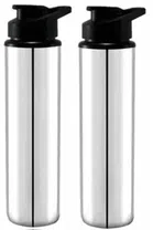 Stainless Steel Water Bottle (Silver, 900 ml) (Pack of 2)