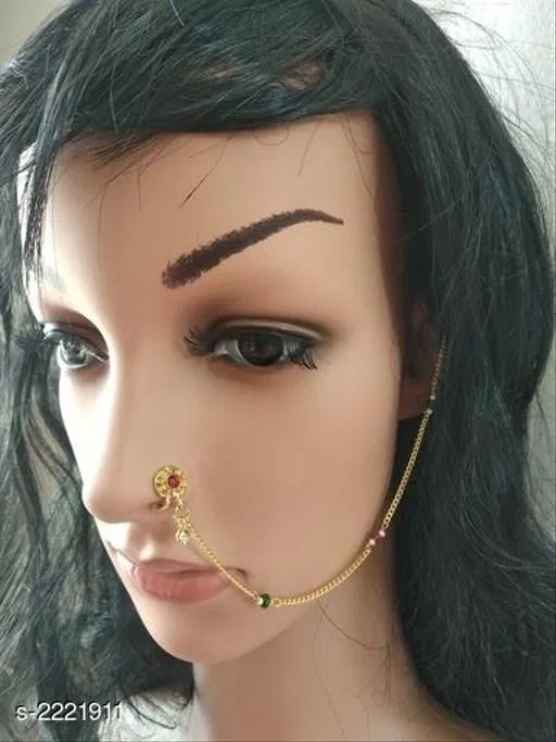 Alloy Gold Plated Nosepins for Women (Multicolor, Free Size)