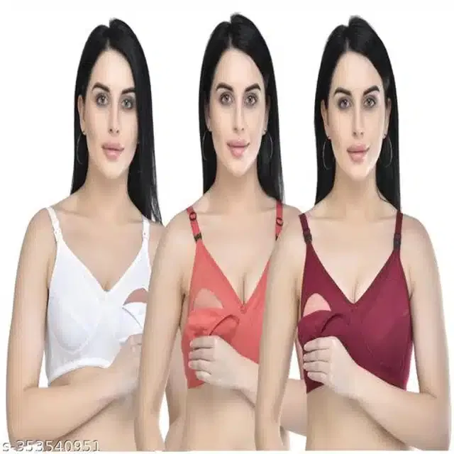 Polycotton Feeding Bra for Women (Multicolor, XXXL) (Pack of 2)