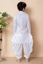 Cotton Embellished Kurta with Dhoti for Boys, White 