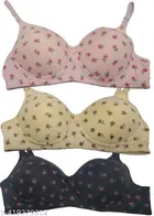 Cotton Blend Printed Padded Bra for Women 