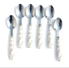 Stainless Steel Spoons (White & Silver, Pack of 6)