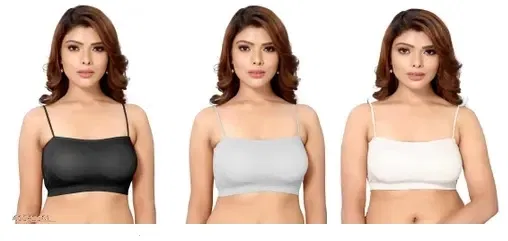 Cotton Blend Lightly Padded Wire Free Sports Bras for Women (Multicolor, 28) (Pack of 3)